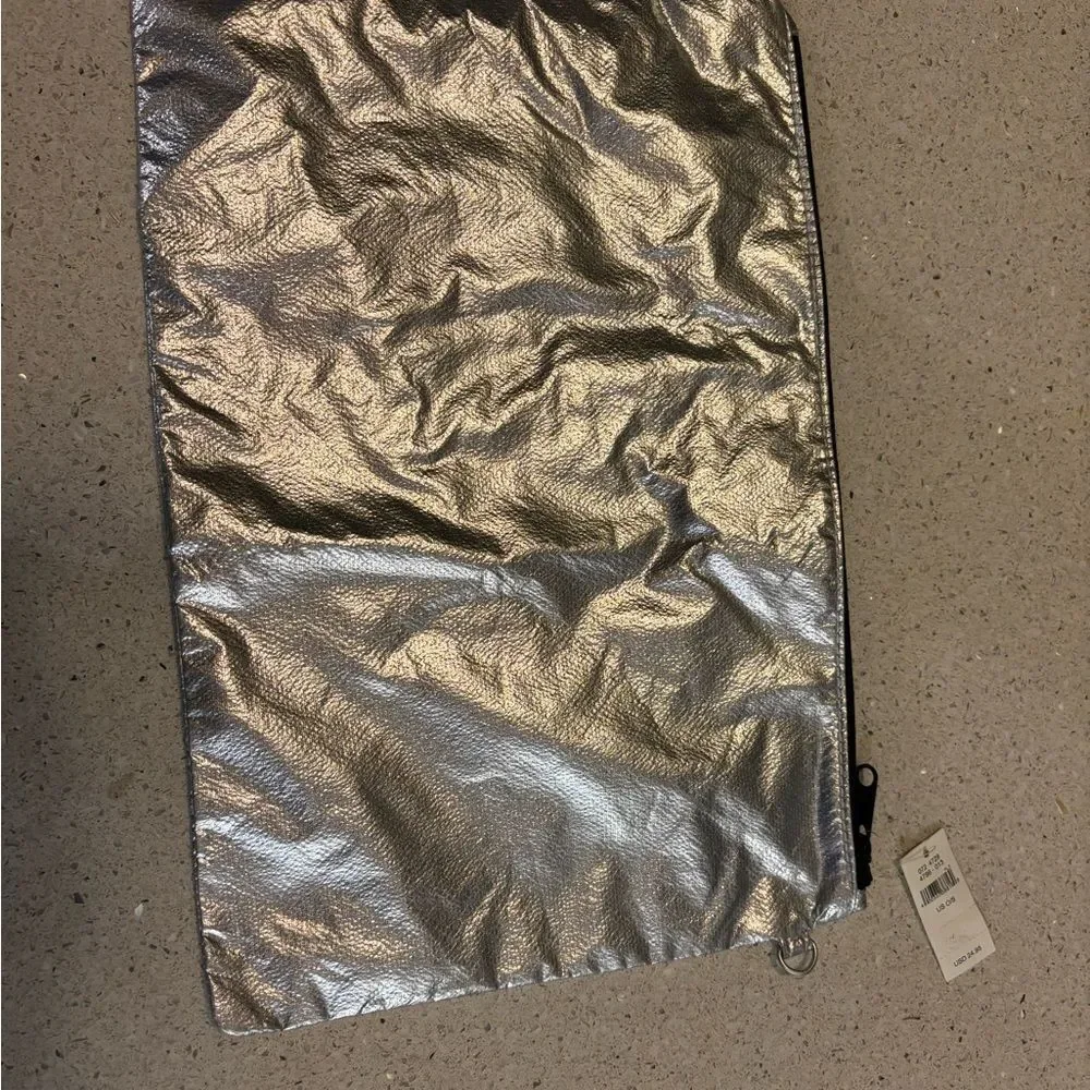Silver Metallic Zip Pouch by Aerie